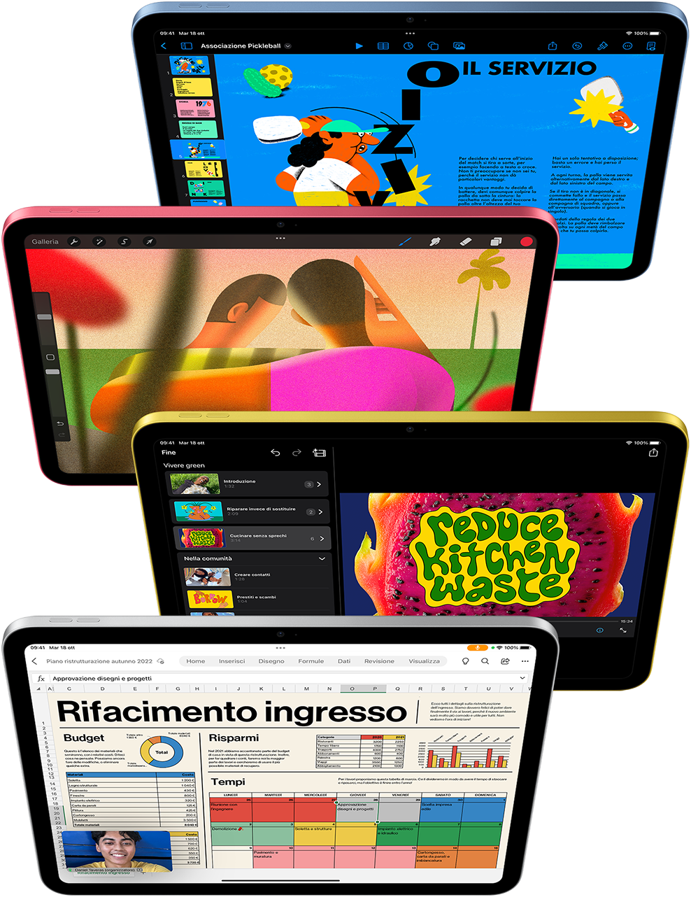 Keynote, Procreate, iMovie e Microsoft Excel + WebEx.